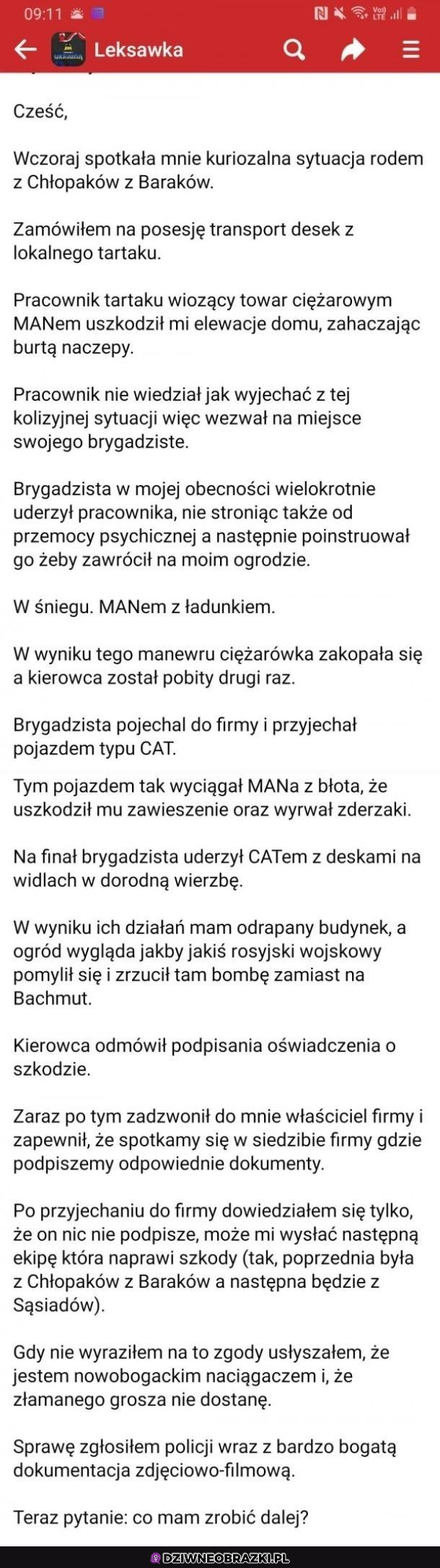 Takiej dostawy to się nie spodziewał