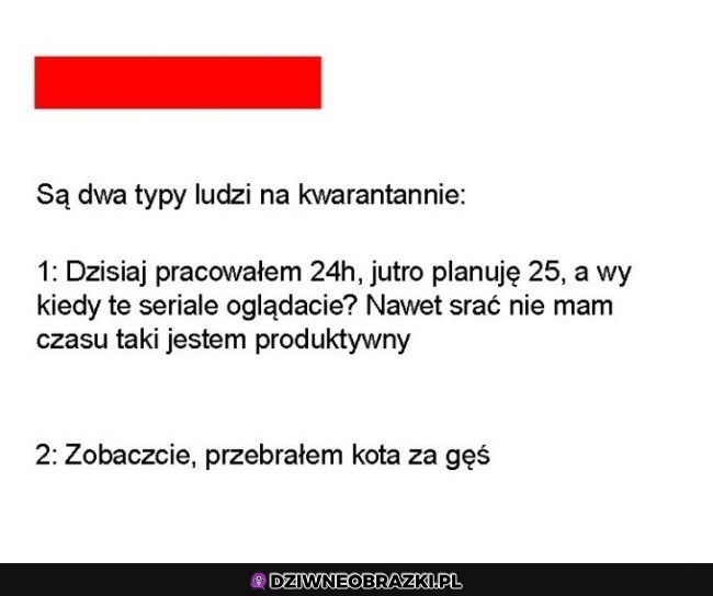 Dwa typy ludzi na kwarantannie