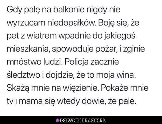 Palenie na balkonie