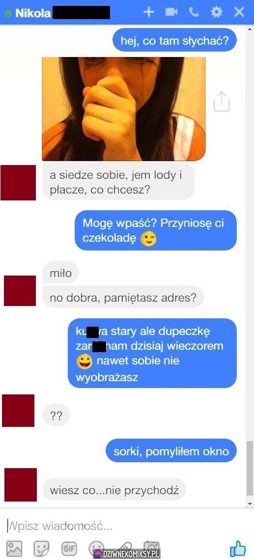 Liczył, że zaliczy laskę w depresji, ale...