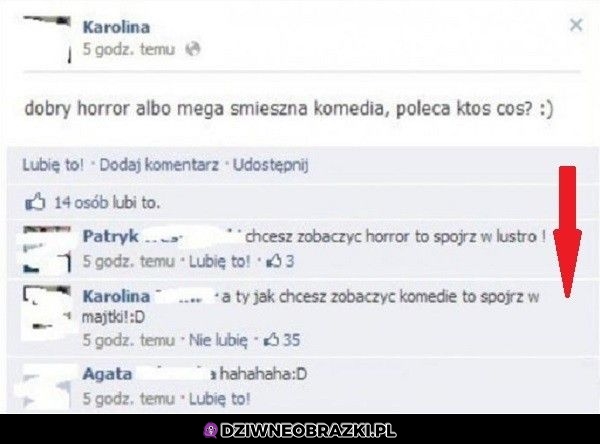 Patryk chciał być zabawny, ale Karolina go wyjaśniła