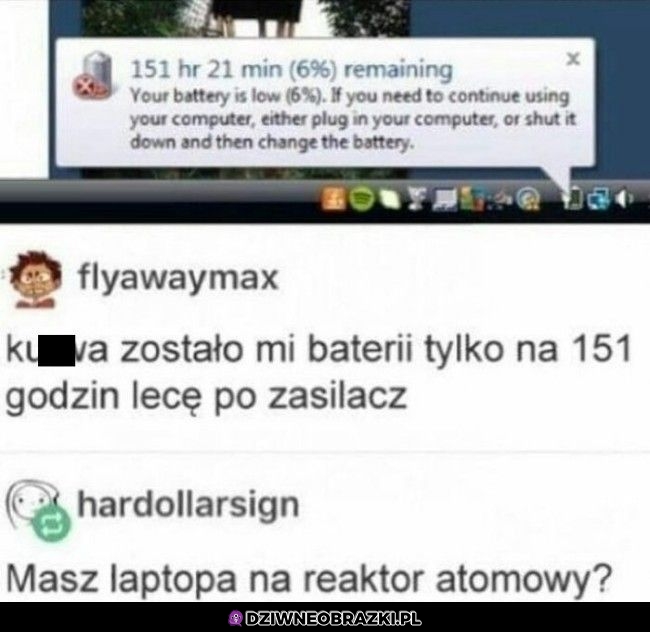 Bateria zaraz padnie