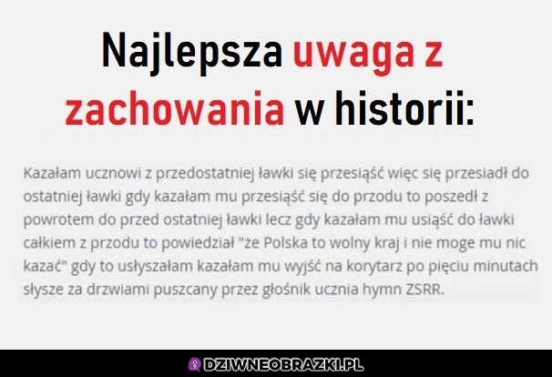 A ty jakie numery robiłeś na lekcjach?