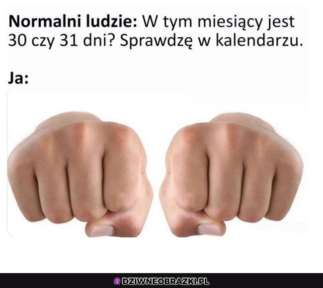 Kiedy nie wiesz ile miesiąc ma dni