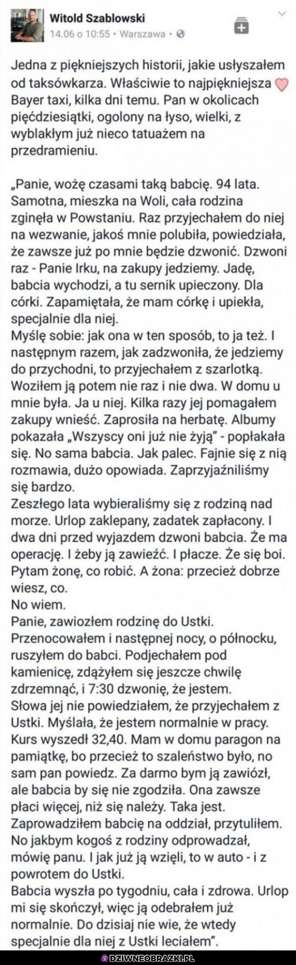 Jedyny taksówkarz, którego szanuję