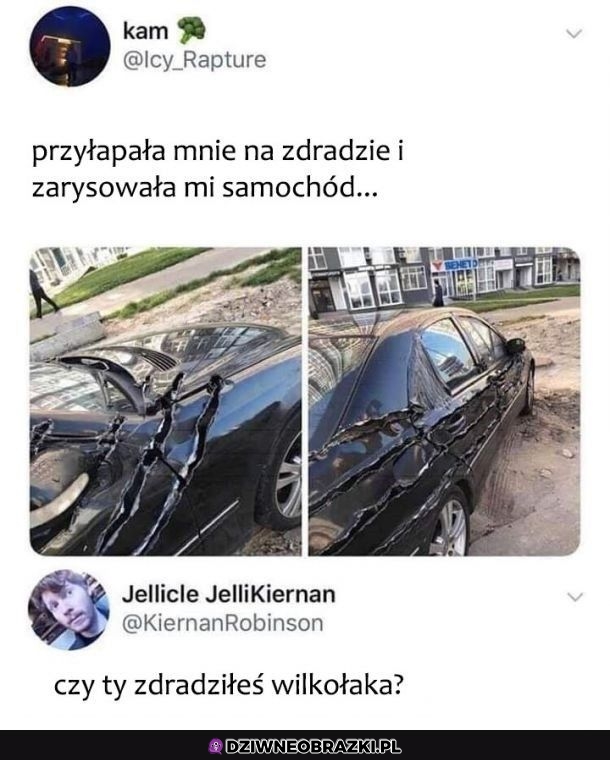 Porysowała mu autko