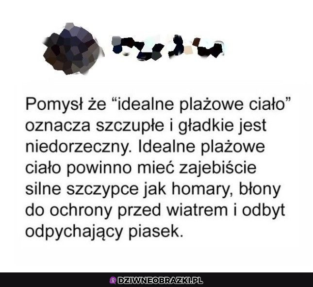 To w sumie dobrze, że nie mam "plażowego idealnego ciała" 