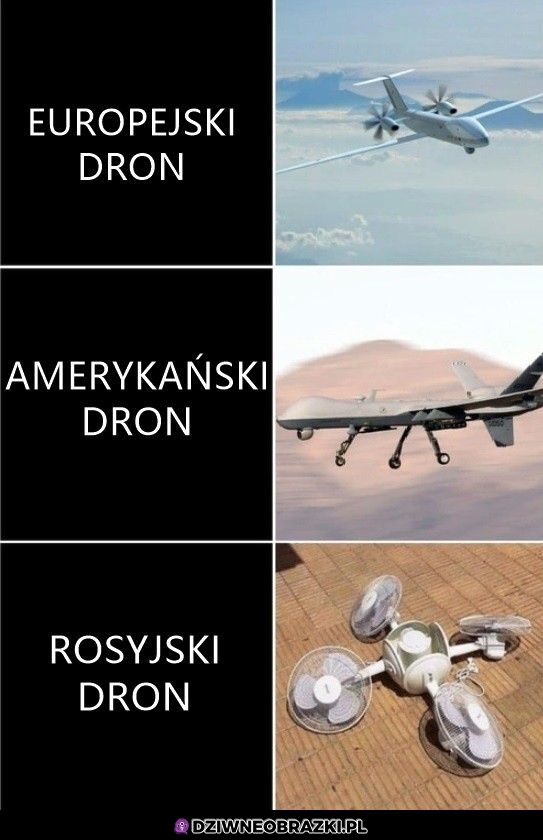 Trzy rodzaje dronów