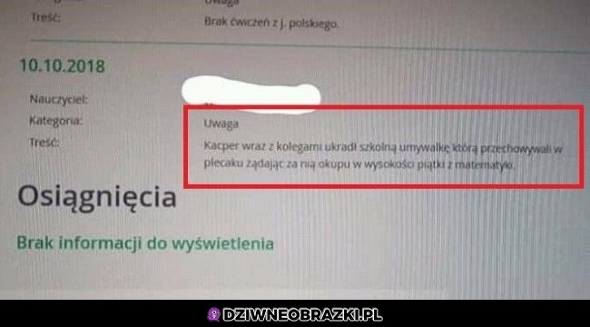 Powinno być w osiągnięciach
