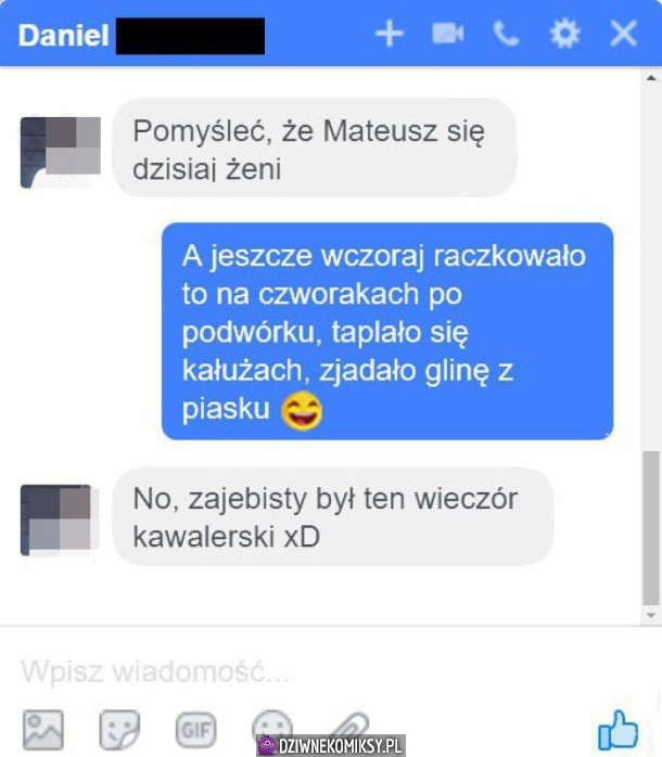 Dzisiaj ślub, a wczoraj...