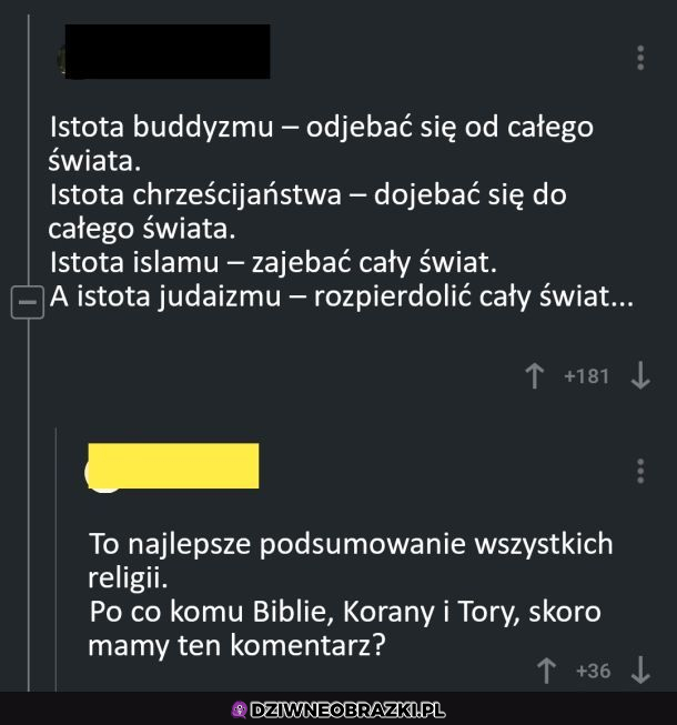 Podsumowanie wszystkich religii
