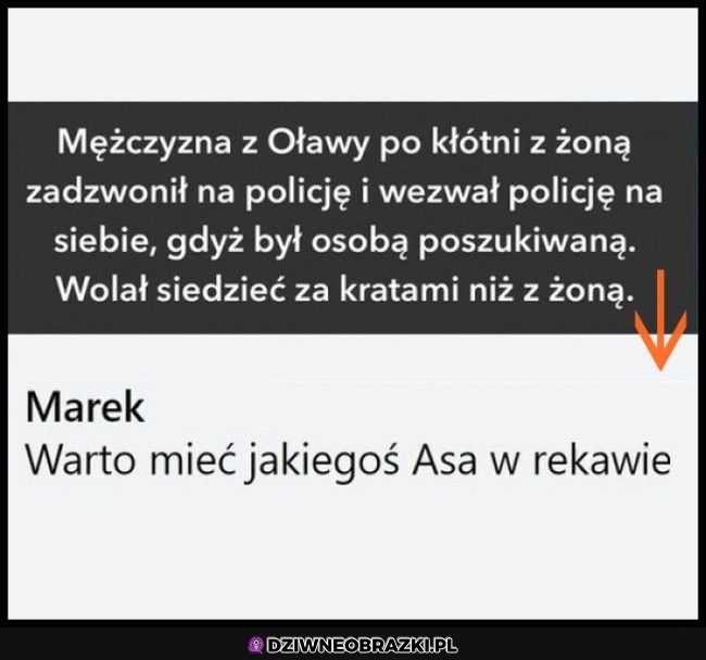 Ciekawe czy ma kartę "Wyjście z więzienia" 