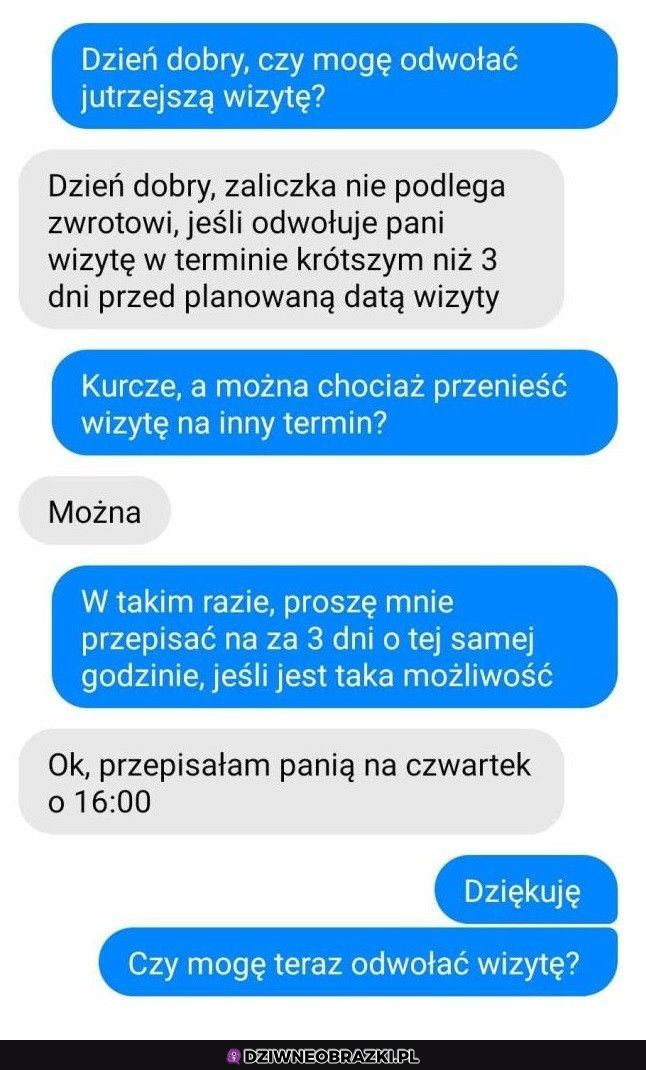 Czy można odwołać wizytę?