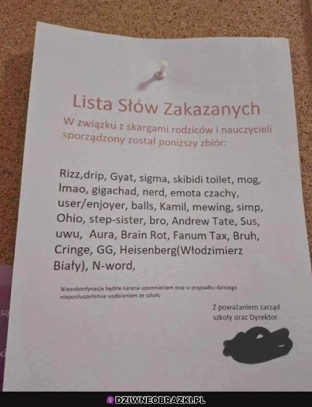 Lista słów zakazanych