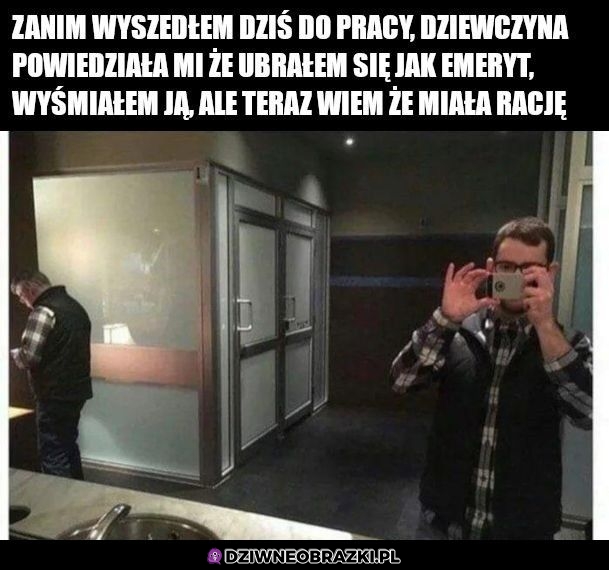 Ubrał się jak emeryt