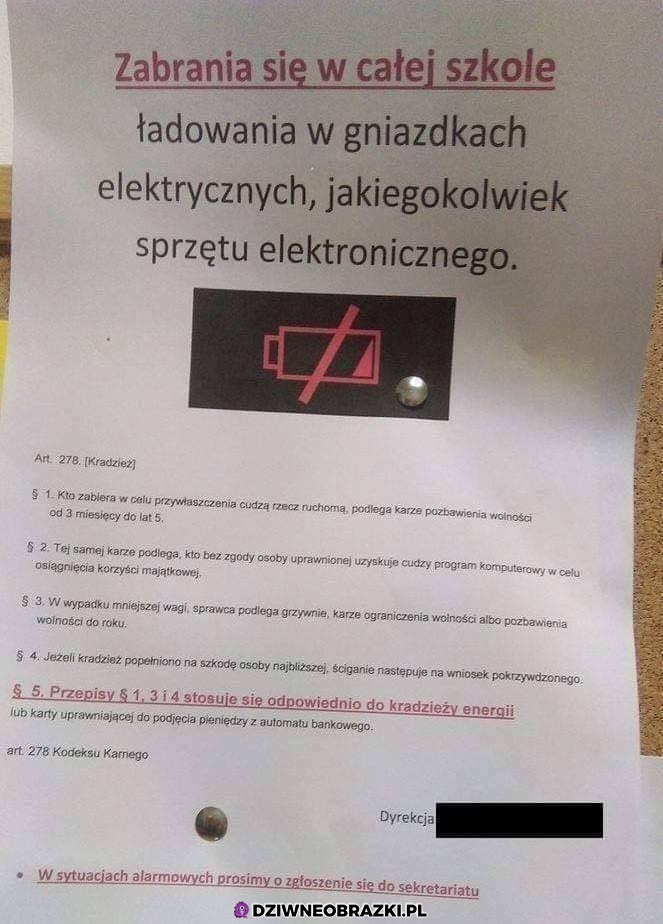 Taki zakaz wisi w jednej z polskich szkół
