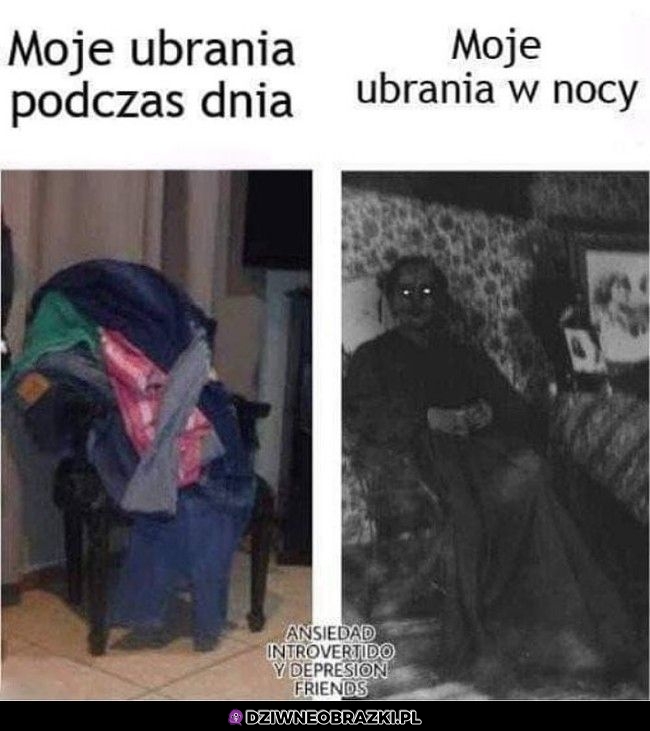 Ubrania w nocy