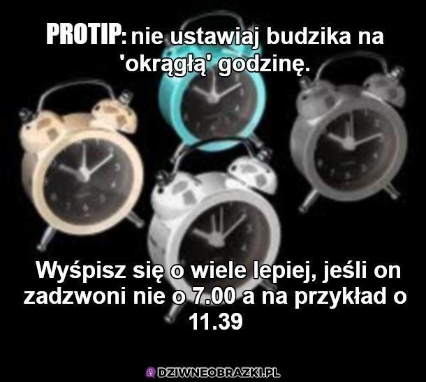 Protip z budzikiem