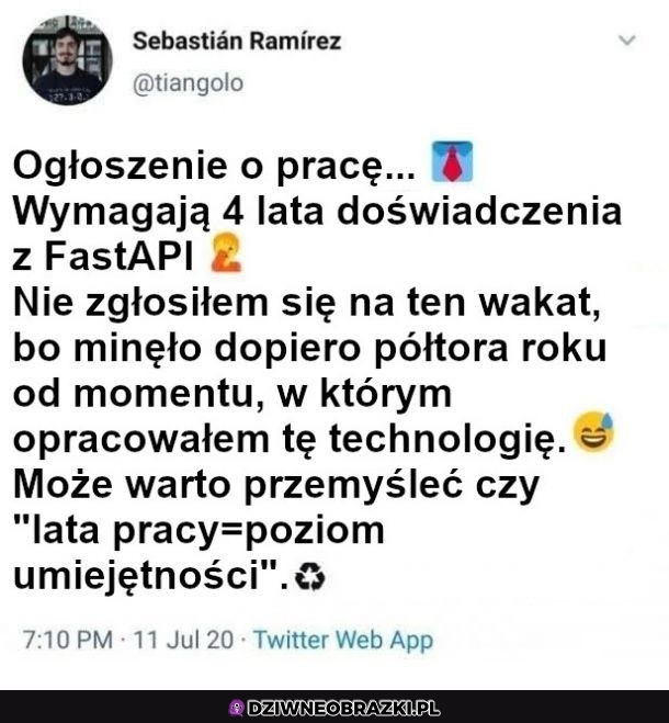 Takie ogłoszenie o pracę