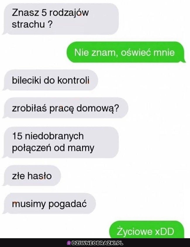 5 rodzajów strachu