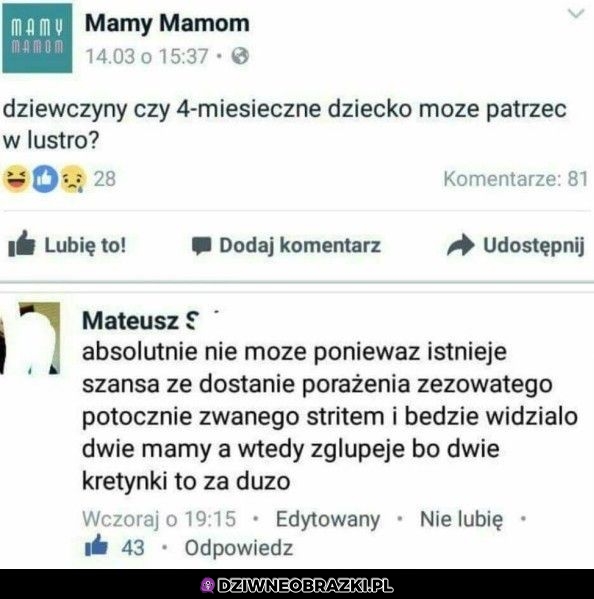 Absolutnie nie może patrzeć w lustro!
