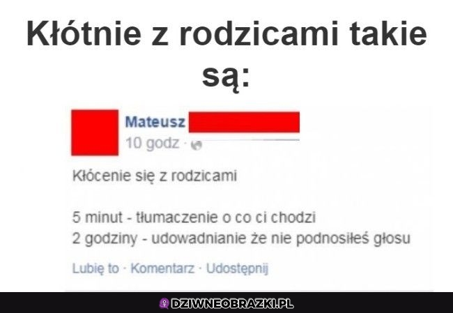 Kłótnie z rodzicami