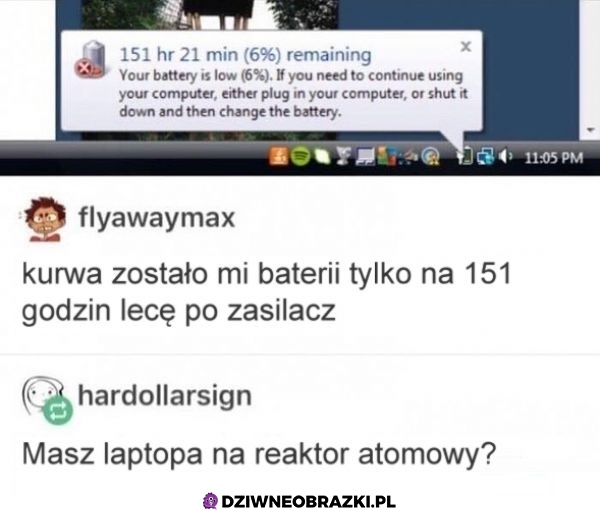Zaraz mu padnie bateria