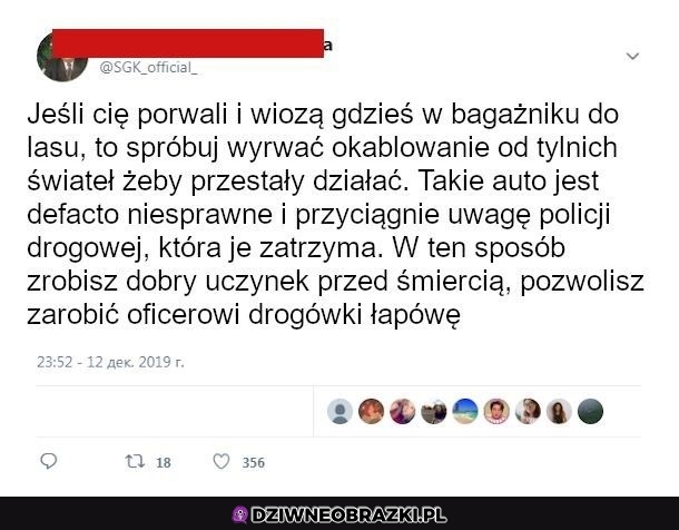 Co robić, kiedy cię porwali i jedziesz w bagażniku