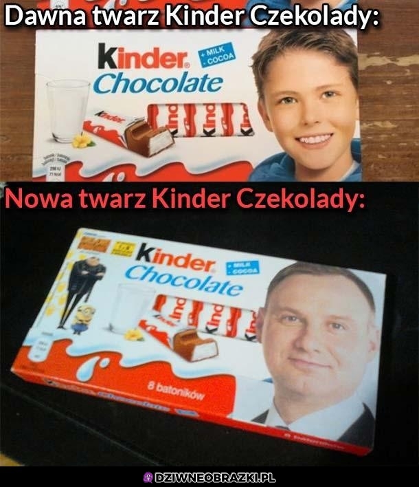 Nowa twarz kinder czekolady