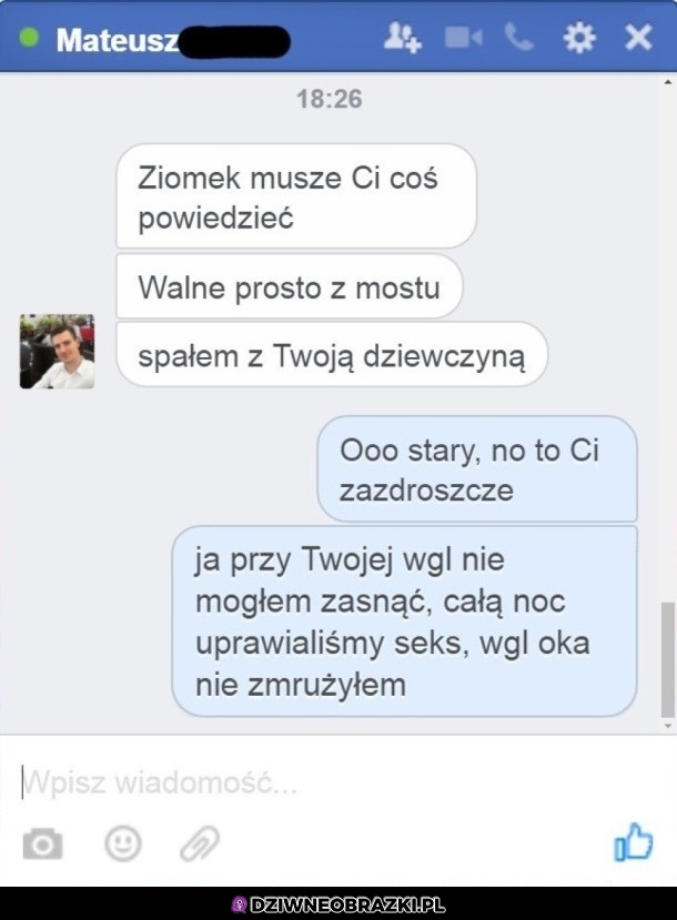 Przespał się z jego dziewczyną, ripostą powala!