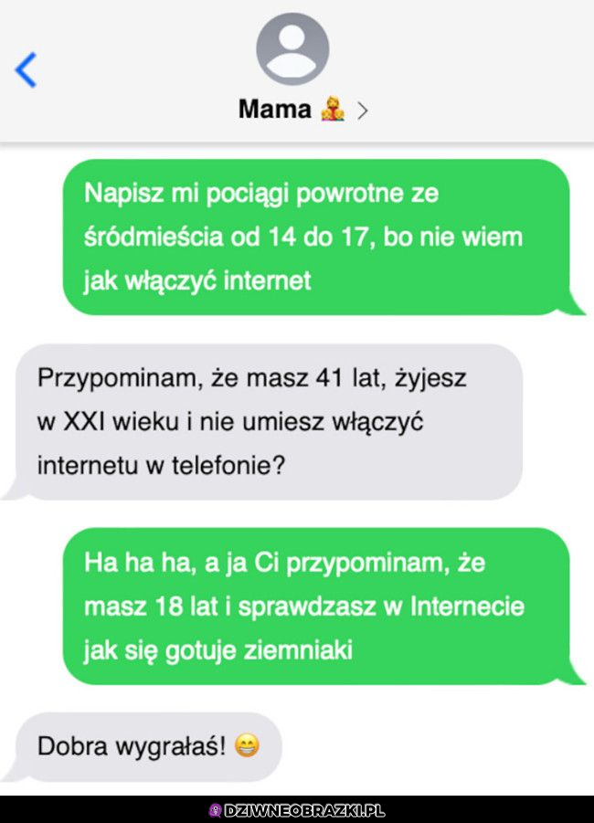 Ta runda wygrana przez mamę