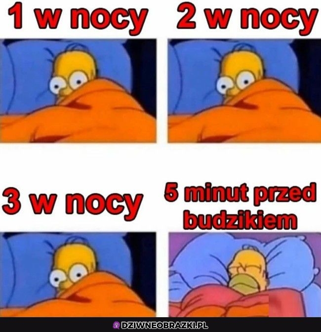 Spanie w nocy