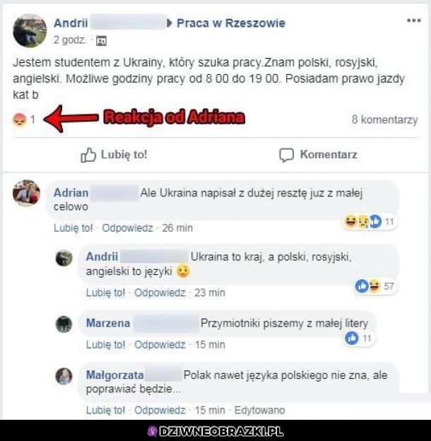 Brawo Adrian, popisałeś się w internecie