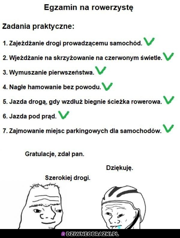 Egzamin na rowerzystę