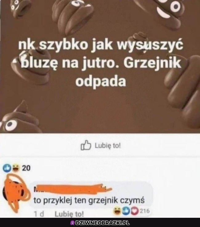 odpadający grzejnik