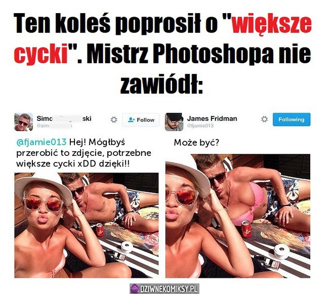 Chciał większe cycki to ma